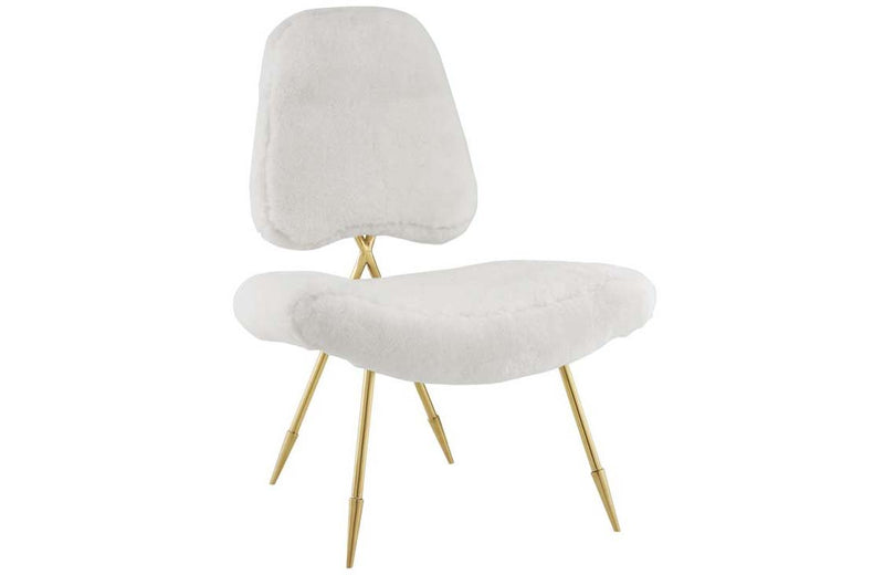 Lucia Upholsterd Sheepskin Fur Lounge Chair