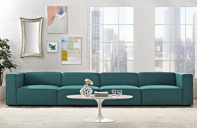 Cora Mingle 4 Piece Upholstered Fabric Sectional Sofa Set