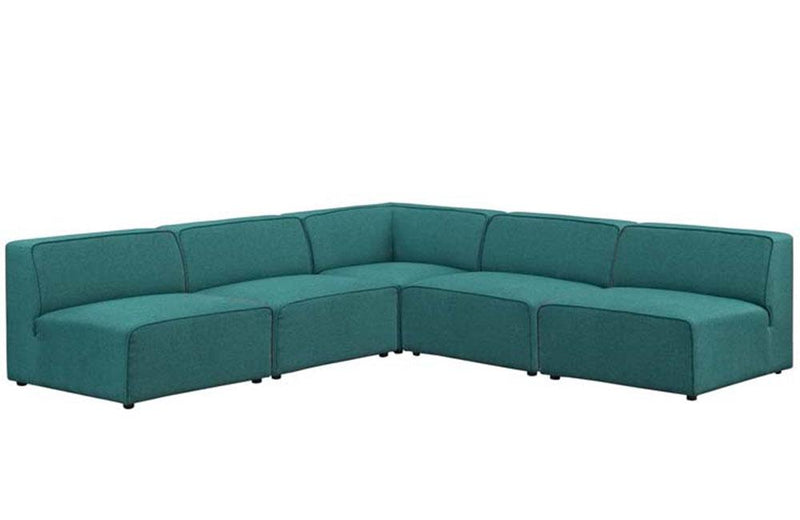 Diana Mingle 5 Piece Upholstered Fabric Armless Sectional Sofa Set