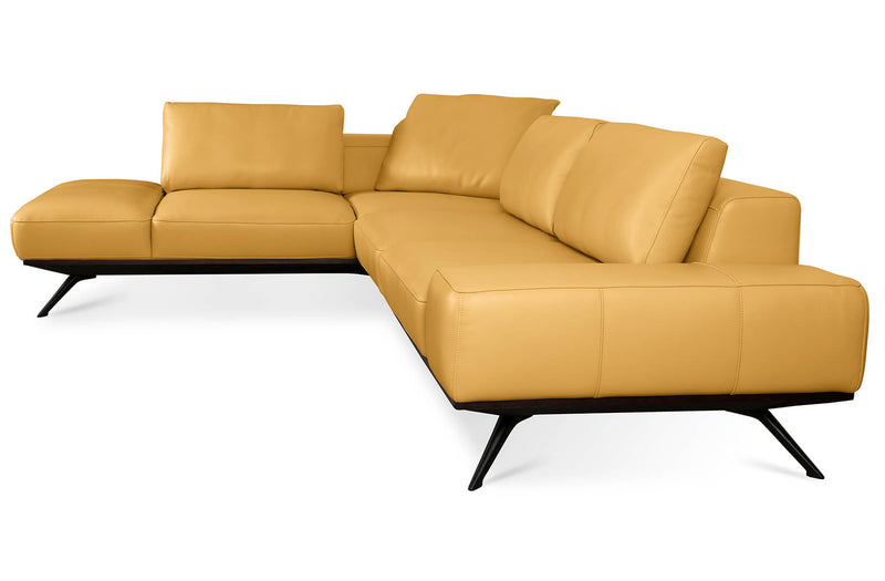 Elise Yellow Mid Century-Modern Leather Sectional