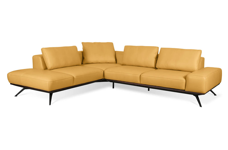 Elise Yellow Mid Century-Modern Leather Sectional