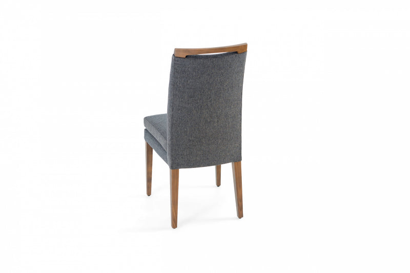 ELKE Walnut Blue Brown Fabric Chair