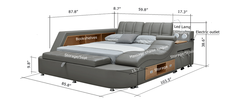 Cadillac Bed Queen size Dark Grey