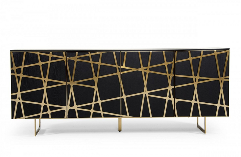 Kilton - Modern Black Oak & Champagne Gold Buffet