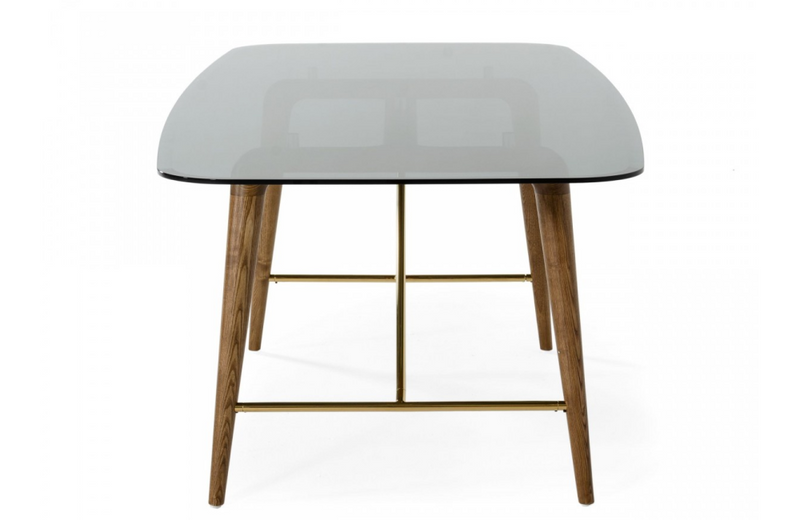 Killeen - Modern Smoked Glass & Walnut Large Dining Table