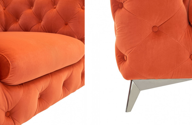 Downey - Modern Orange Fabric Loveseat