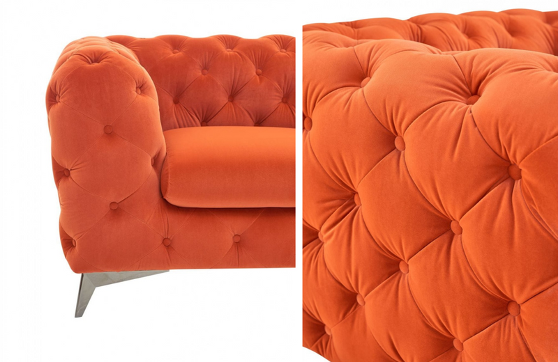 Downey - Modern Orange Fabric Loveseat