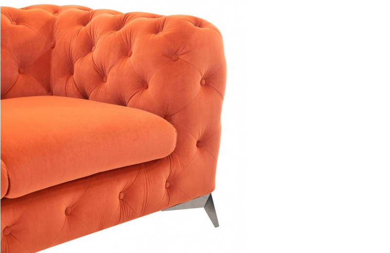 Downey - Modern Orange Fabric Loveseat