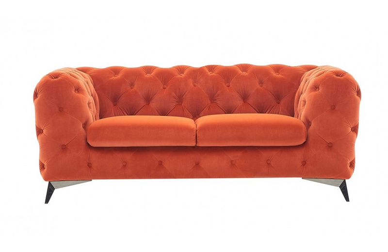 Downey - Modern Orange Fabric Loveseat