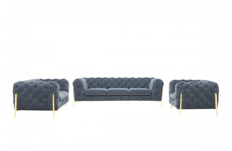 Santa Ana - Modern Dark Grey Fabric Sofa Set