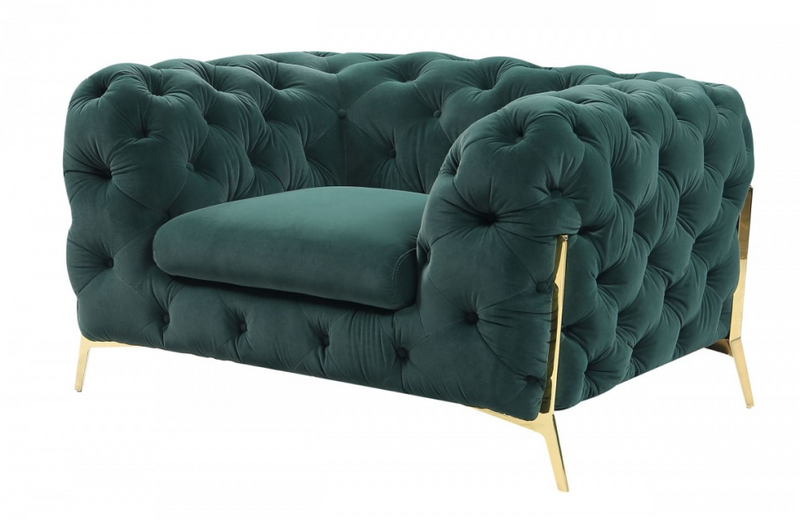 Santa Ana - Transitional Emerald Green Fabric Chair