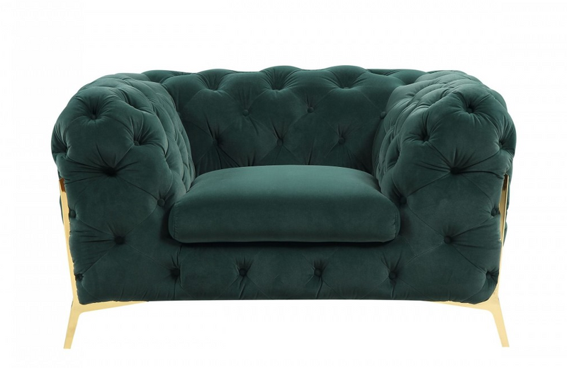 Santa Ana - Transitional Emerald Green Fabric Chair