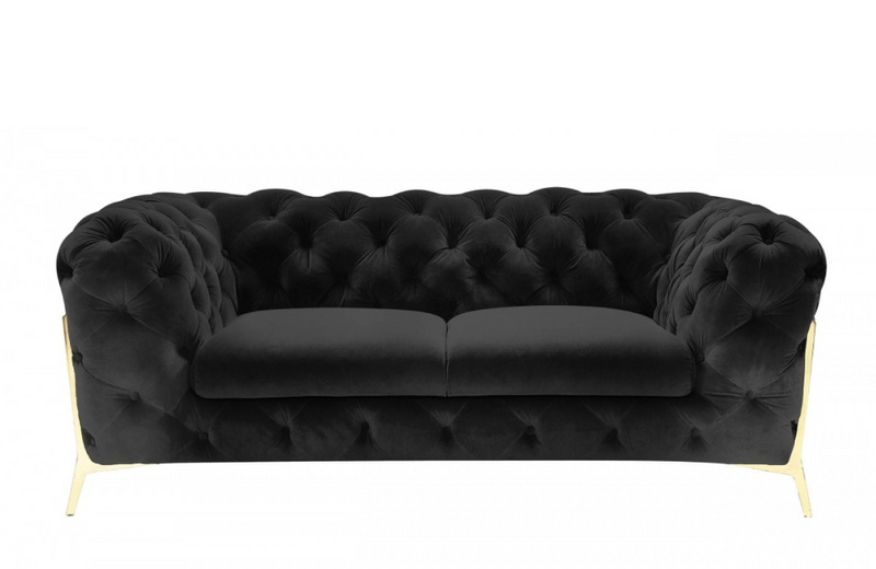 Santa Ana - Transitional Black Fabric Loveseat