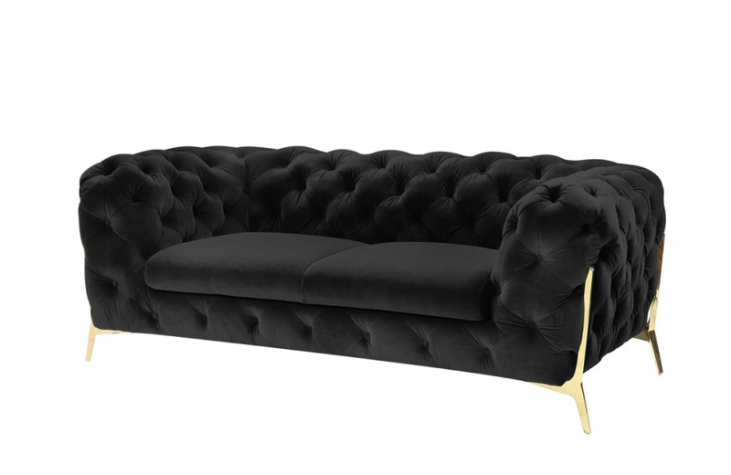 Santa Ana - Transitional Black Fabric Loveseat