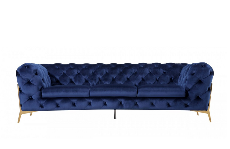 Santa Ana - Transitional Dark Blue Fabric Sofa