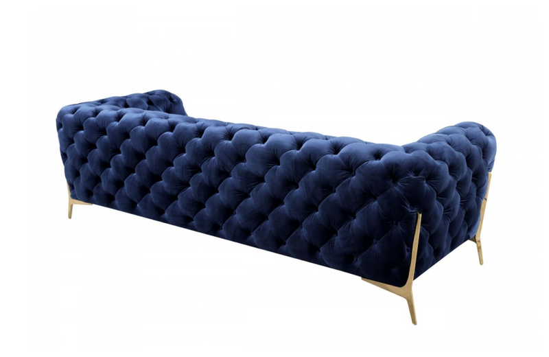 Santa Ana - Transitional Dark Blue Fabric Sofa