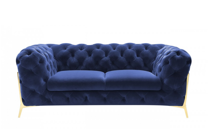 Santa Ana - Transitional Dark Blue Fabric Loveseat