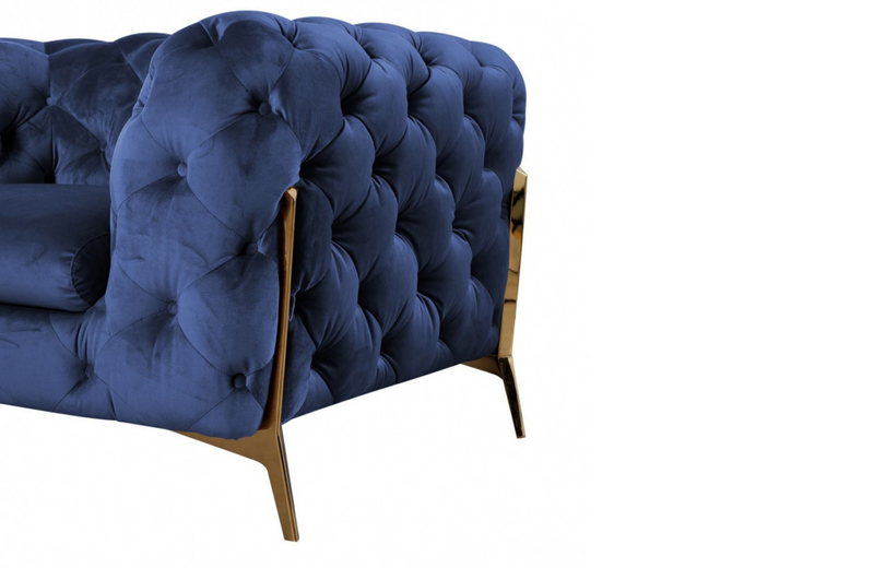 Santa Ana - Transitional Dark Blue Fabric Loveseat