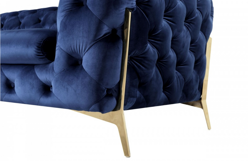 Santa Ana - Transitional Dark Blue Fabric Loveseat