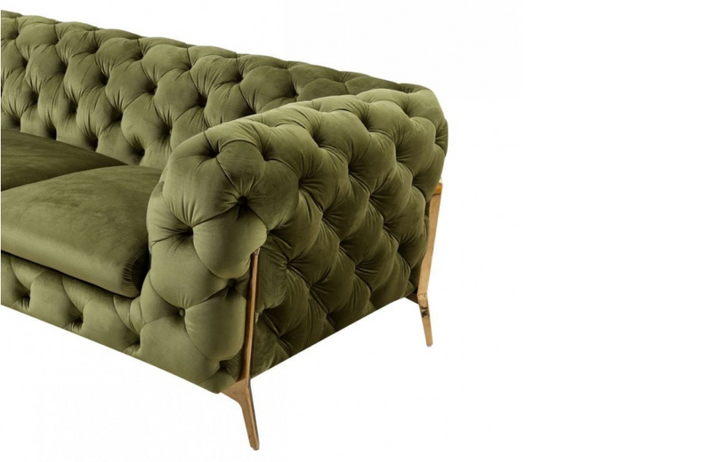 Santa Ana - Transitional Green Fabric Sofa