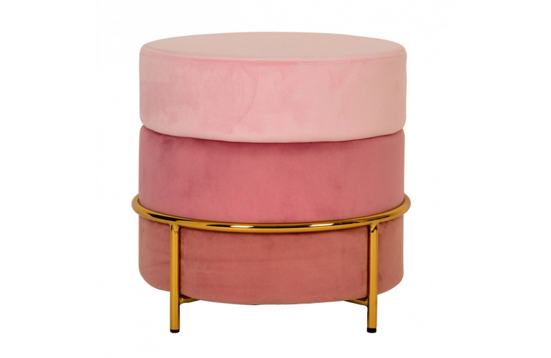 Westie - Modern Pink & Gold Fabric Ottoman