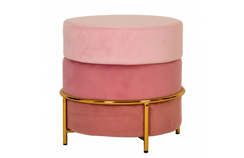 Westie - Modern Pink & Gold Fabric Ottoman