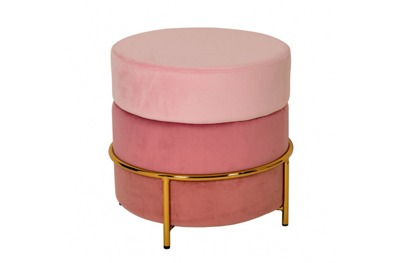 Westie - Modern Pink & Gold Fabric Ottoman