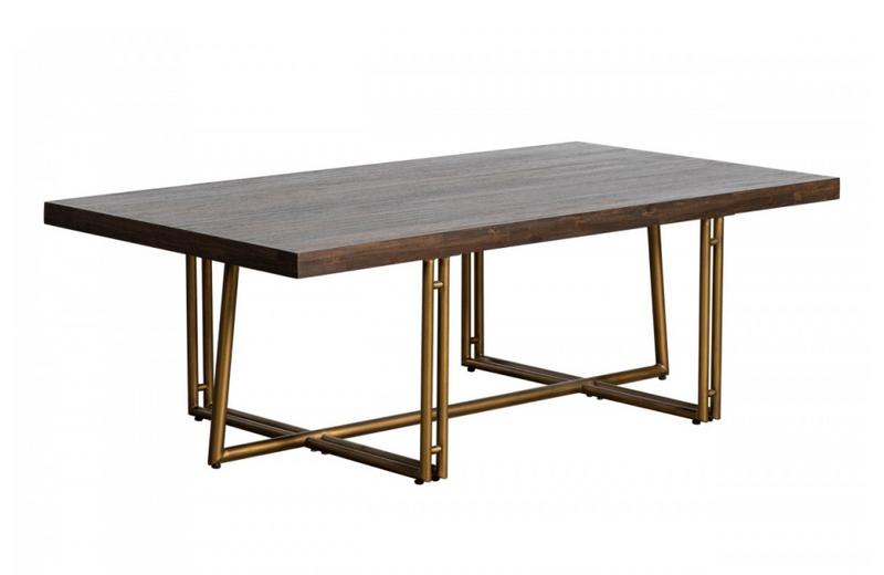 Pompano - Mid-century Acacia & Brass Dining Table