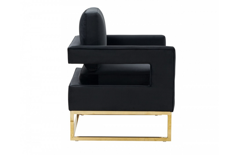 Erica - Modern Black Velvet & Gold Accent Chair