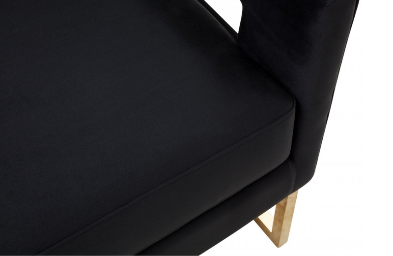 Erica - Modern Black Velvet & Gold Accent Chair