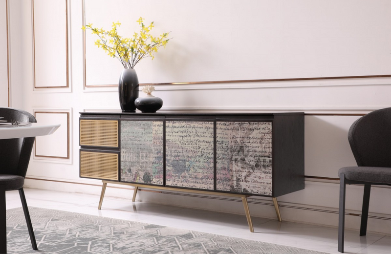 Pueblo - Modern Smoked Ash & Brass Buffet