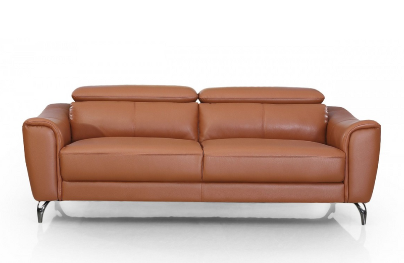 Dalyla - Modern Cognac Leather Brown Sofa