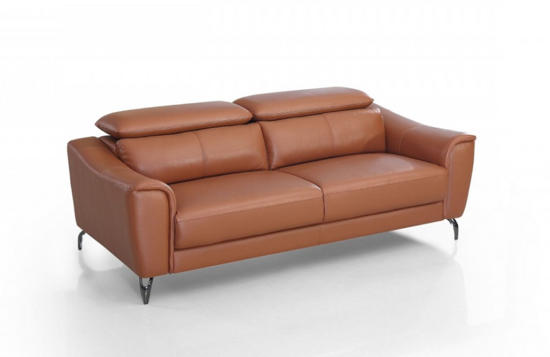 Dalyla - Modern Cognac Leather Brown Sofa