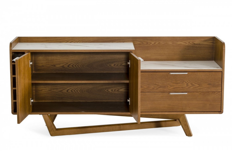 Jennifer - Contemporary Walnut & White Buffet