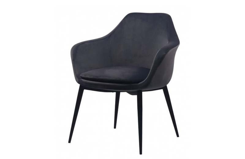 Wilmington - Modern Grey Velvet & Black Dining Chair