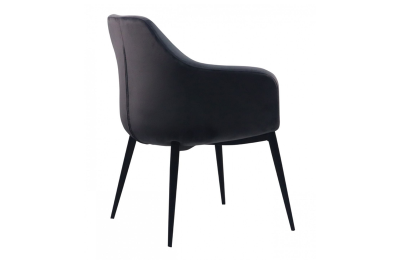 Wilmington - Modern Grey Velvet & Black Dining Chair