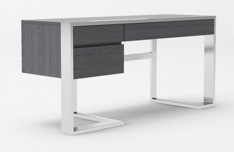 Flint - Modern Elm Grey & Stainless Steel Desk