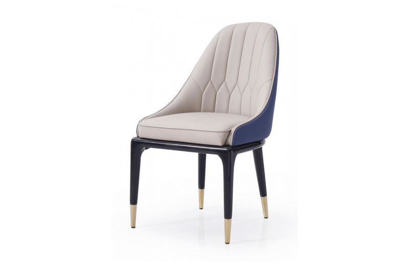 McAllen - Modern Glam Beige & Blue Dining Chair