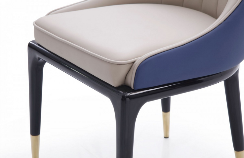 McAllen - Modern Glam Beige & Blue Dining Chair