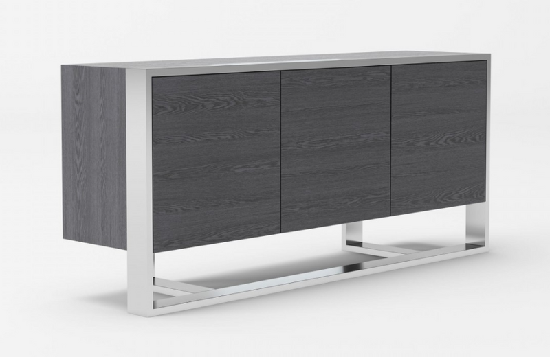 Flint - Modern Elm Grey & Stainless Steel Buffet