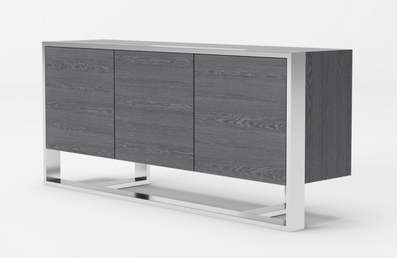 Flint - Modern Elm Grey & Stainless Steel Buffet