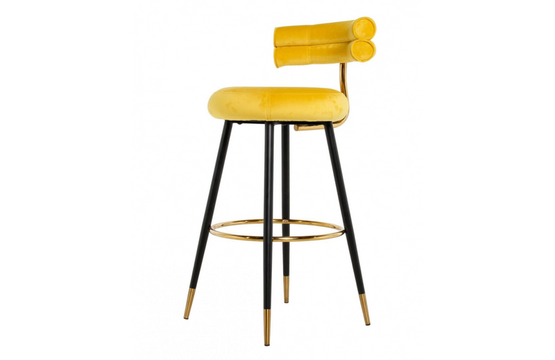 Norfolk - Modern Glam Yellow with Black & Gold Barstool