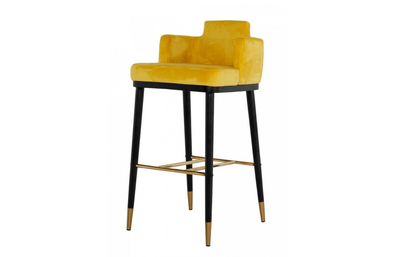 Cleveland - Modern Glam Yellow Barstool