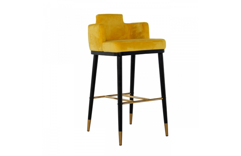 Cleveland - Modern Glam Yellow Barstool