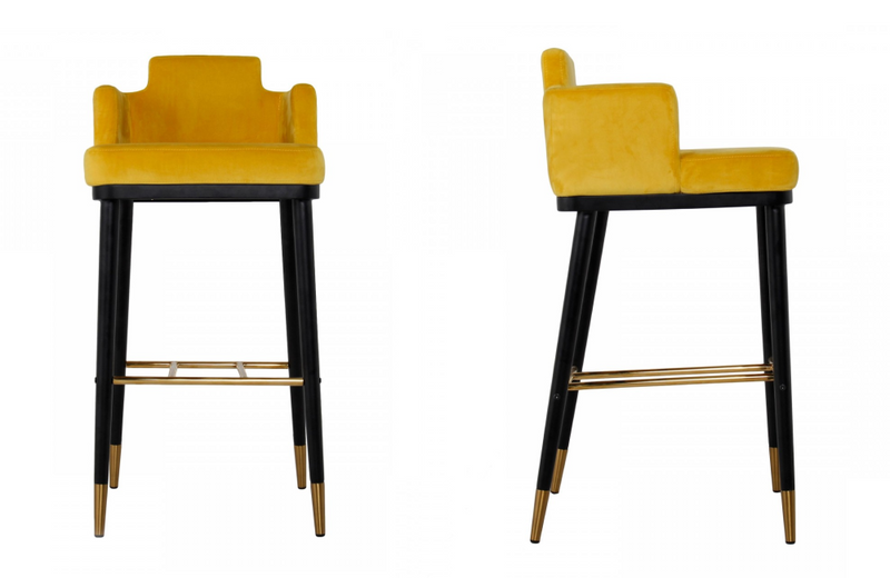 Cleveland - Modern Glam Yellow Barstool