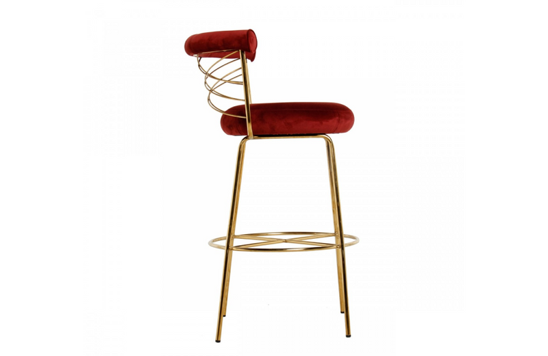 Dafna - Modern Glam Red & Gold Barstool