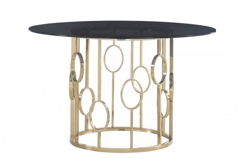 Fillipp - Modern Smoked Glass & Champagne Gold Dining Table