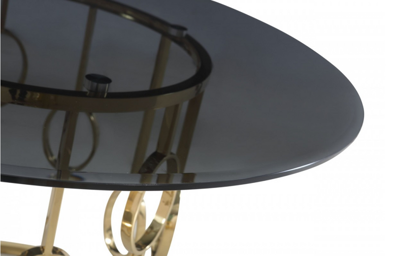 Fillipp - Modern Smoked Glass & Champagne Gold Dining Table