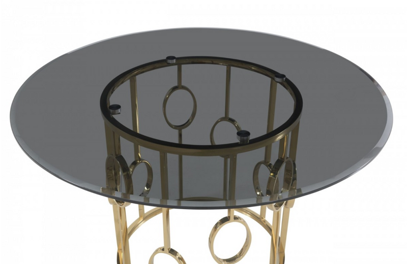 Fillipp - Modern Smoked Glass & Champagne Gold Dining Table