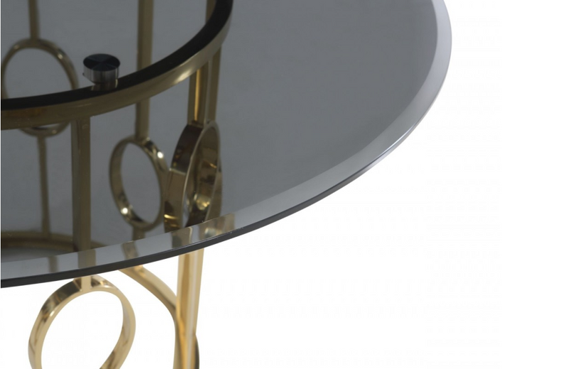 Fillipp - Modern Smoked Glass & Champagne Gold Dining Table